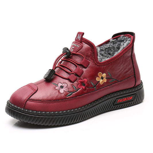 Leather Fur Loafers For Women