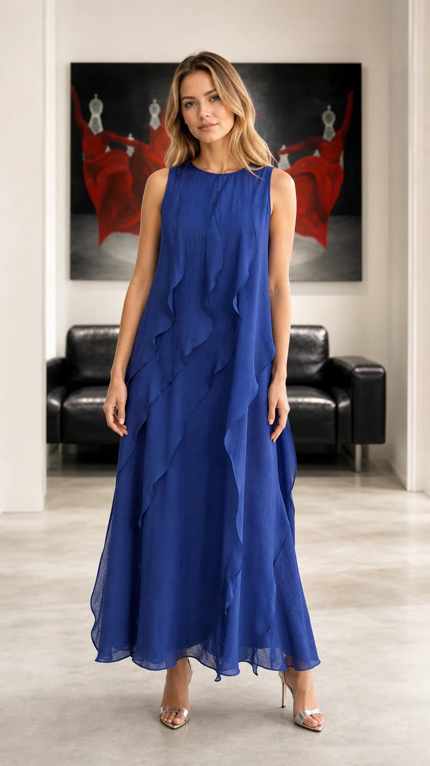 Women's Cascading Ruffle Maxi Dress