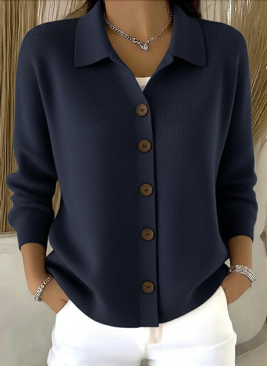 Women’s Soft Stretch Shawl-Collar Cotton Cardigan