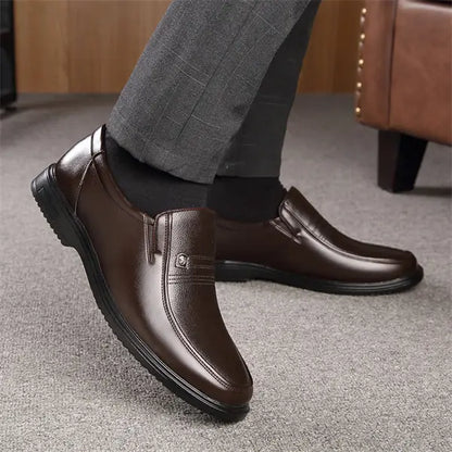 Men's leather-look soft sole comfortable casual loafers