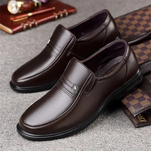 Men's leather-look soft sole comfortable casual loafers