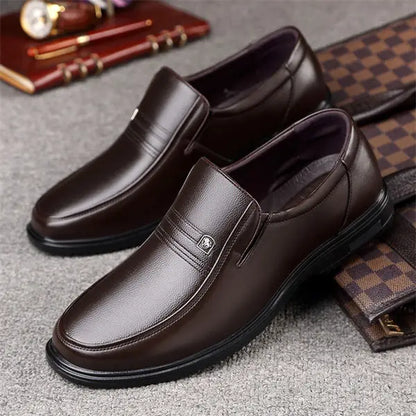 Men's leather-look soft sole comfortable casual loafers