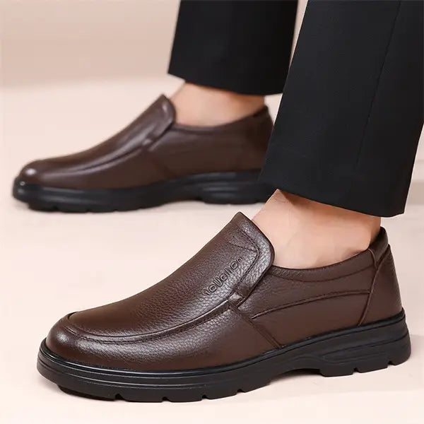 Men’s Premium Full-Grain Leather-Look Slip-On Formal Loafers