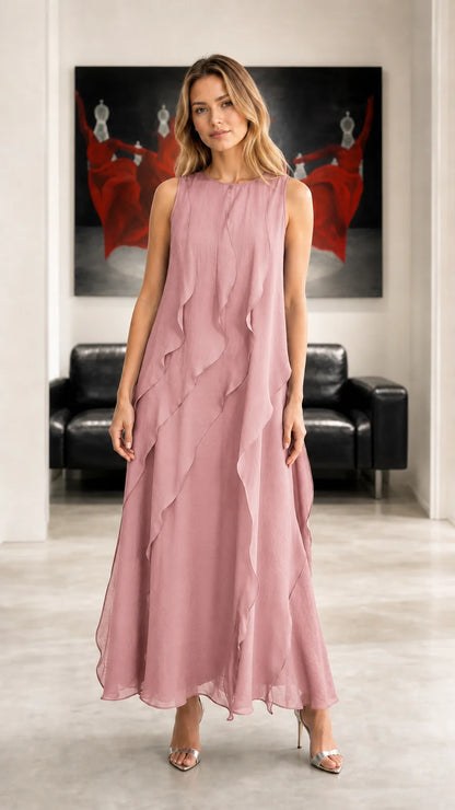 Women's Cascading Ruffle Maxi Dress