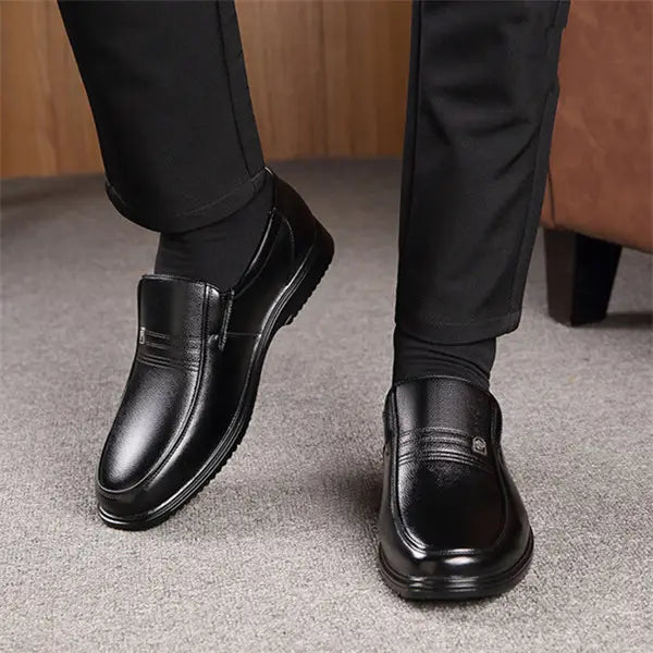 Men's leather-look soft sole comfortable casual loafers