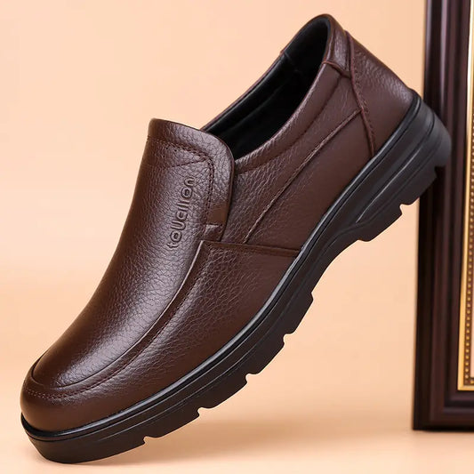 Men’s Premium Full-Grain Leather-Look Slip-On Formal Loafers