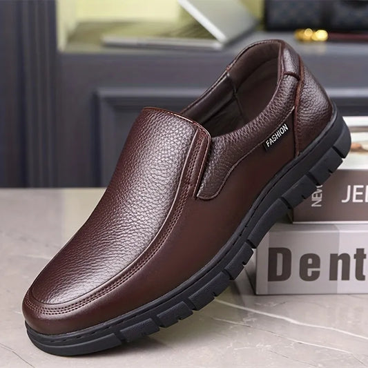Men's Leather-Look Soft Sole Non-Slip Arch Support Loafers