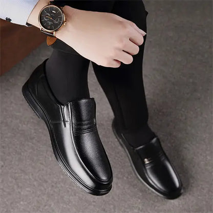 Men's leather-look soft sole comfortable casual loafers