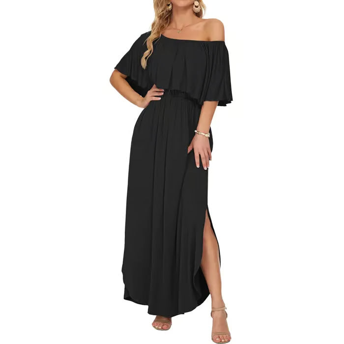 Women's Ruffle Off Shoulder Maxi Dress
