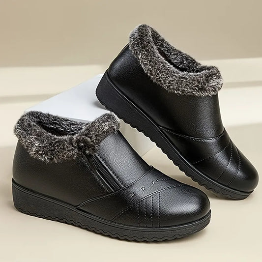 Women’s Warm Lined Waterproof Leather-Look Shoes