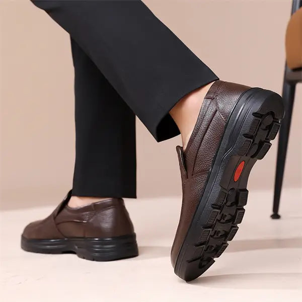 Men’s Premium Full-Grain Leather-Look Slip-On Formal Loafers