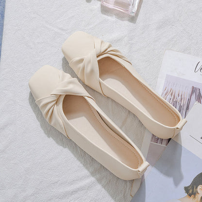 Women's Twist Detail Square Toe Flats