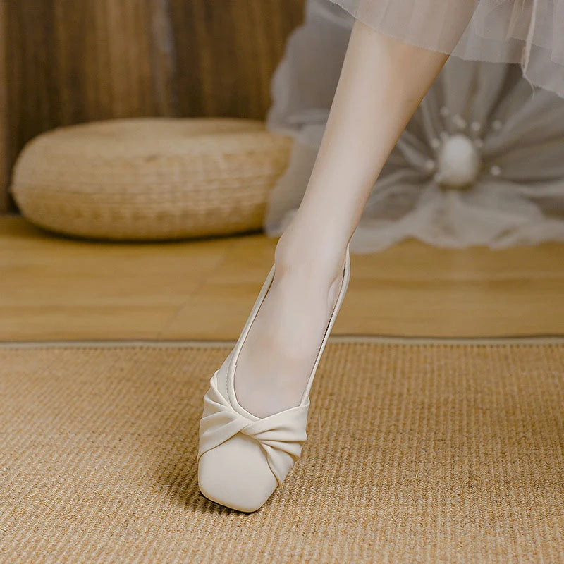 Women's Twist Detail Square Toe Flats
