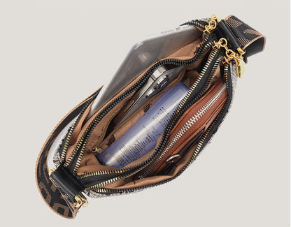 Women’s Printed Crossbody Shoulder Bag with Wide Strap