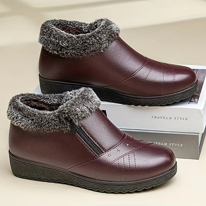 Women’s Warm Lined Waterproof Leather-Look Shoes