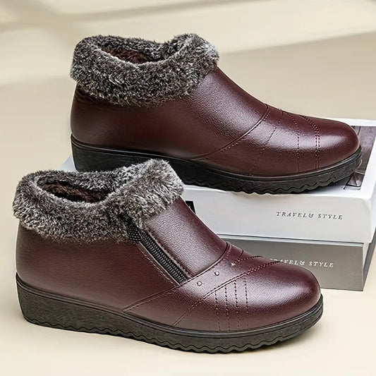 Women’s Warm Lined Waterproof Leather-Look Shoes