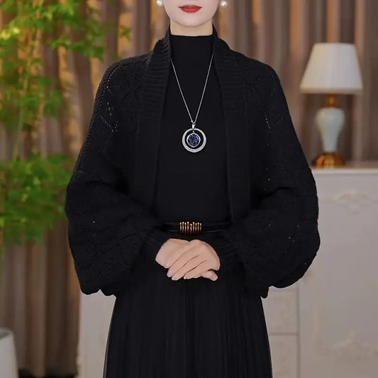 Fashion hollowed-out knitted shawl jacket