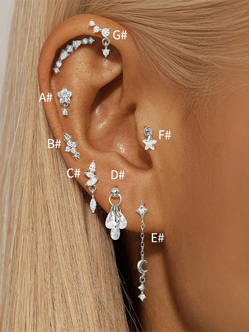 Women’s 925 Sterling Silver Waterproof CZ Stud Earring Set
