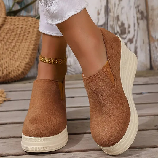 Women’s Cushioned Platform Wedge Slip-On Trainers