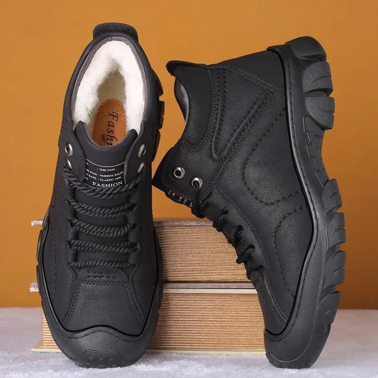 Men’s Brown Leather-Look Casual Ankle Boots