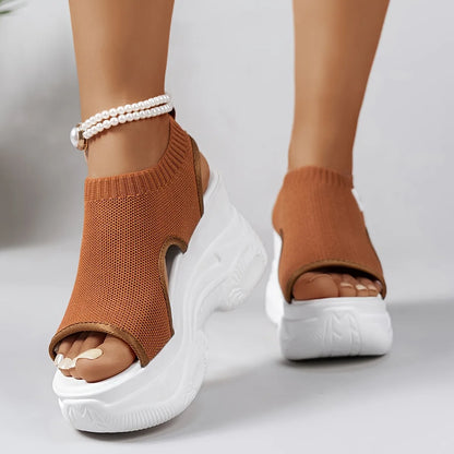 Women’s Casual Solid-Colour Wedge Comfort Sandals