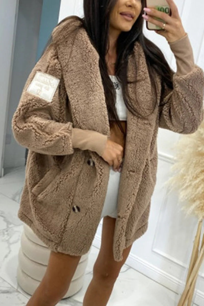 Women’s Plush Hooded Cotton-Blend Jacket