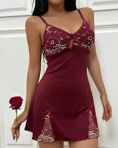 Women's Bow Lace Strap Sleep Dress