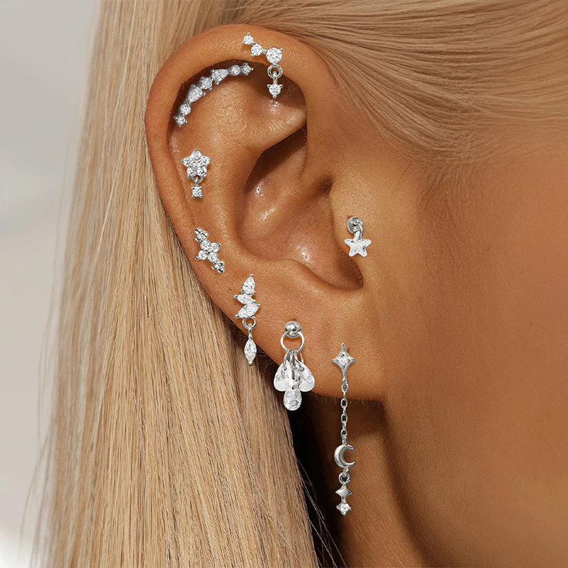 Women’s 925 Sterling Silver Waterproof CZ Stud Earring Set