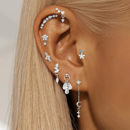 Women’s 925 Sterling Silver Waterproof CZ Stud Earring Set