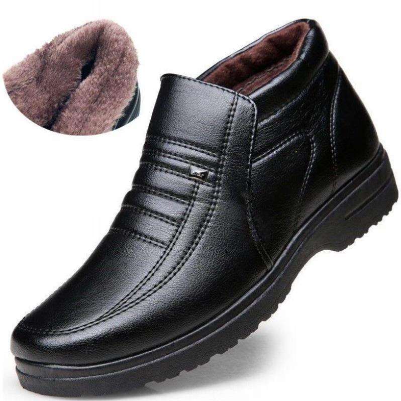 Men’s Warm-Lined Casual Leather-Look Winter Shoes