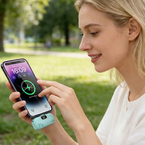 Mini Portable Charger with Built-In Cable