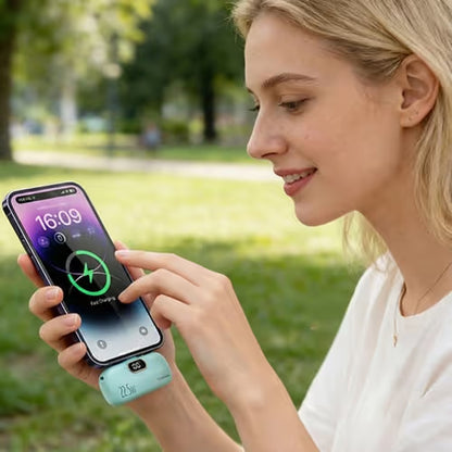 Mini Portable Charger with Built-In Cable