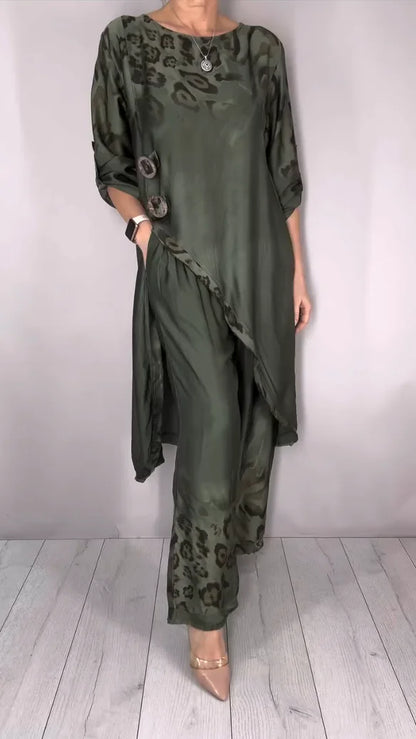 Women’s Lightweight Printed Tunic & Wide-Leg Trousers Set
