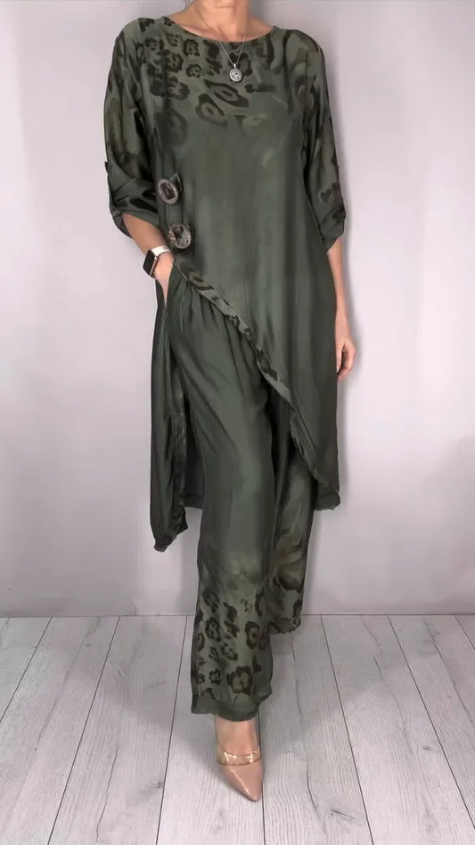 Women’s Lightweight Printed Tunic & Wide-Leg Trousers Set