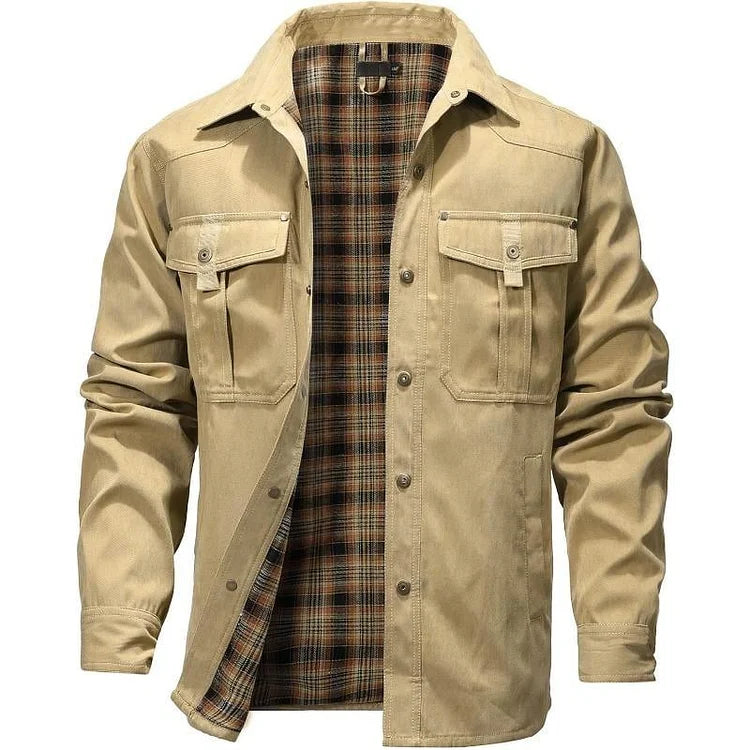 Men’s Flannel-Lined Workwear Shacket Jacket