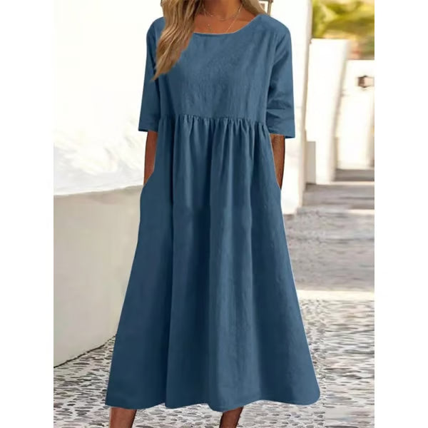 Women’s Relaxed Cotton-Linen Pocket Dress