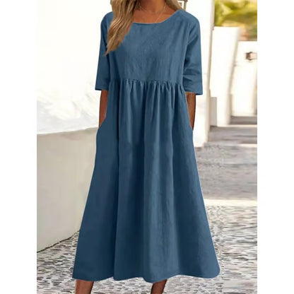 Women’s Relaxed Cotton-Linen Pocket Dress
