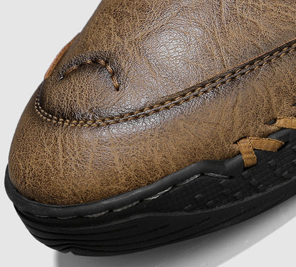 Men's Leather-Look Laceless Walking Shoes