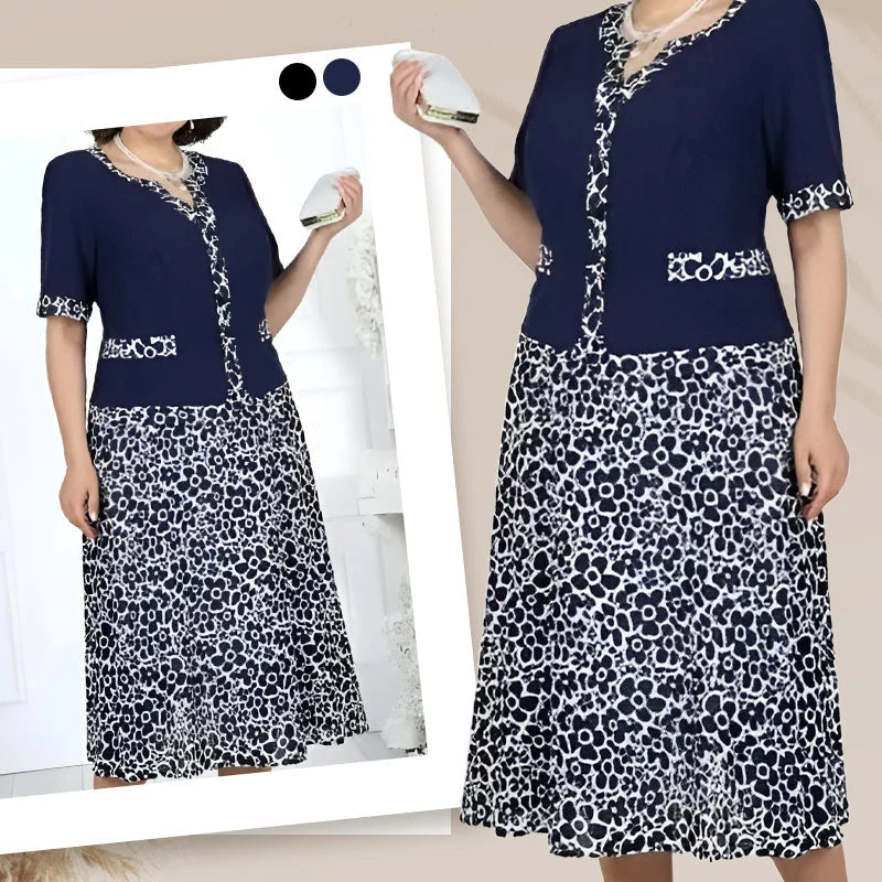 Women’s Floral Contrast Midi Dress