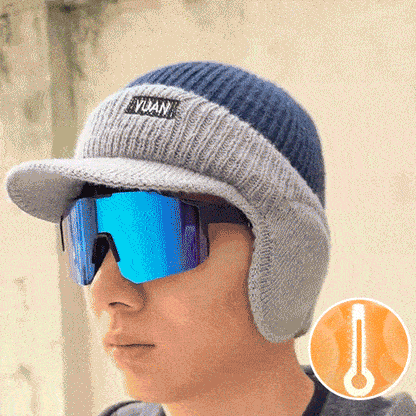 Windproof Thermal Cap with Visor and Ear Flaps