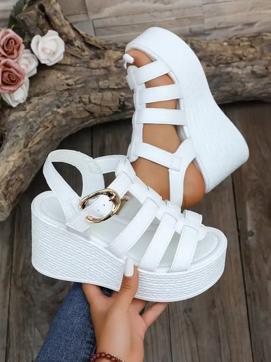 Women's Caged Platform Wedge Sandals
