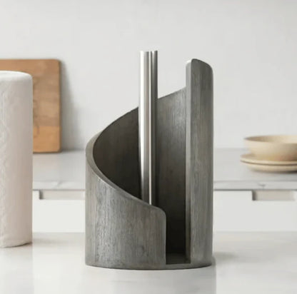 Wooden Toilet Roll Holder Stand with Curved Base