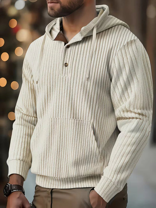 Men’s Textured Hooded Pullover Sweatshirt