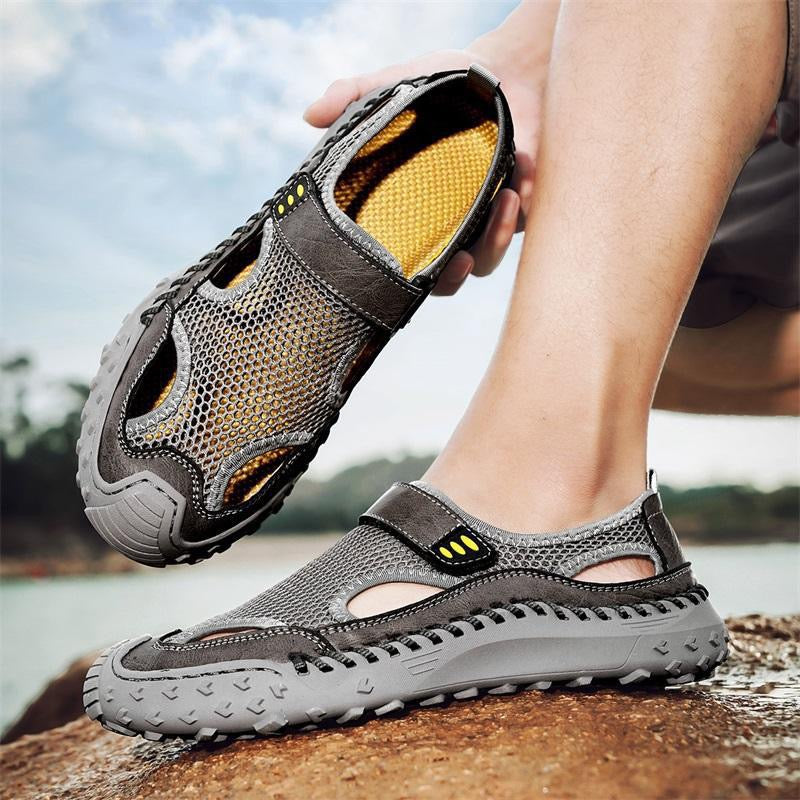 Men’s Breathable Mesh Leather-Look Comfort Walking Shoes