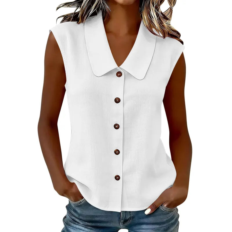 Women's Sleeveless Button-Front Blouse