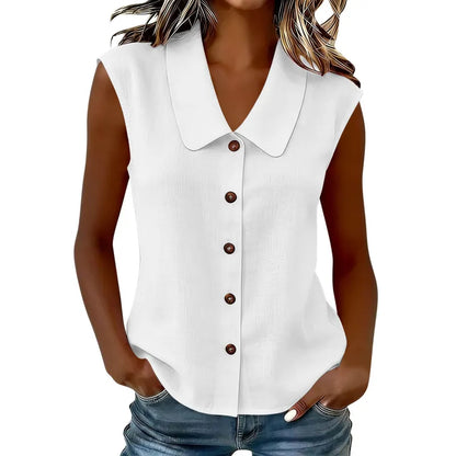 Women's Sleeveless Button-Front Blouse