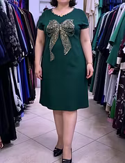 Women’s Rhinestone Bow Short Sleeve Dress