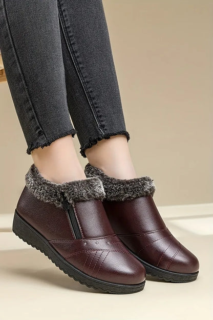 Women’s Warm Lined Waterproof Leather-Look Shoes