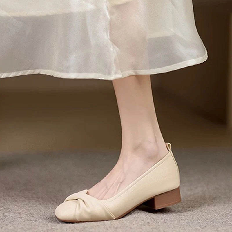 Women's Twist Detail Square Toe Flats