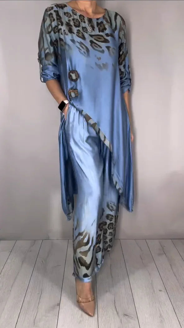 Women’s Lightweight Printed Tunic & Wide-Leg Trousers Set